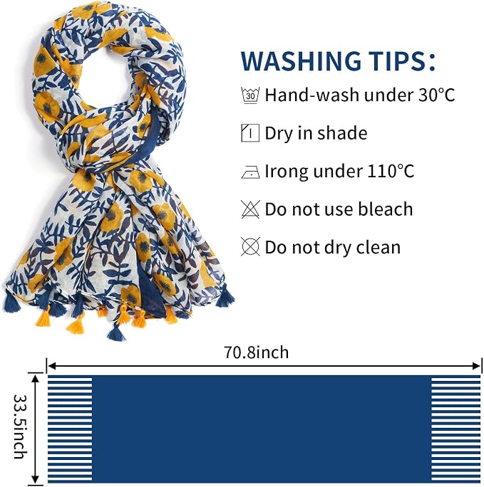 Scarf for Women Lightweight Soft Floral Leopard Printed Scarves Fall Winter - Image 3