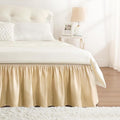 RIMELA Beige Bed Skirt Queen Size 15 Inch Drop, Wrap Around Elastic Bedskirt by RIMELABedSkirt