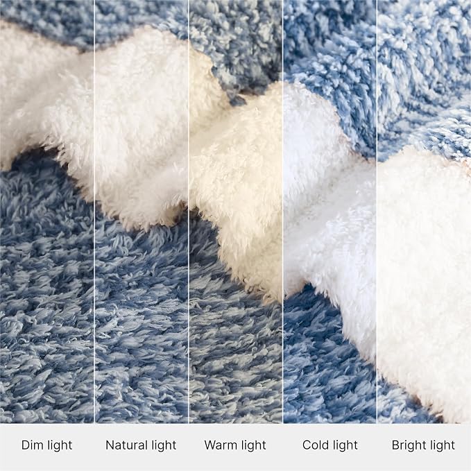 WRENSONGE Throw Blanket Cationic Dyeing Blue Soft Cozy Fluffy Warm Hand Made - Image 6