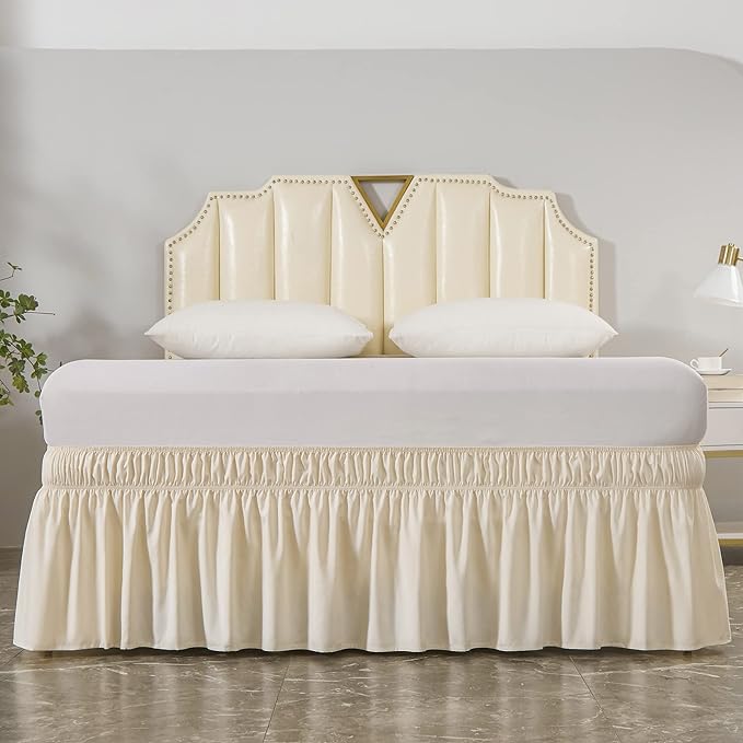 MEILA Wrap Around Bed Skirt Three Fabric Sides Elastic Dust Ruffled 16 Inch - Image 3
