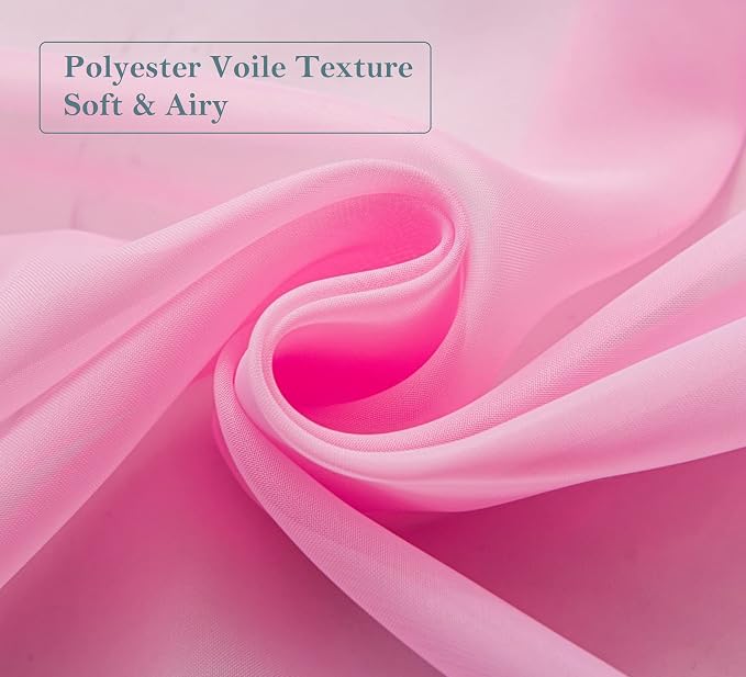 PI Pink Sheer Short Curtains 63 Inches Long - Image 3