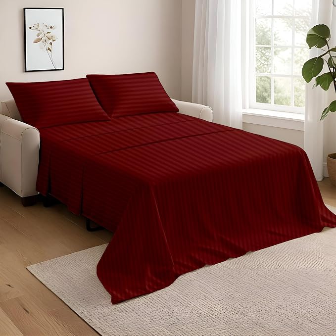 NON Sticky cotton Queen Size Sleeper Sofa Sheets, 4 Piece Egyptian Cotton Bed by Non-StickyCotton