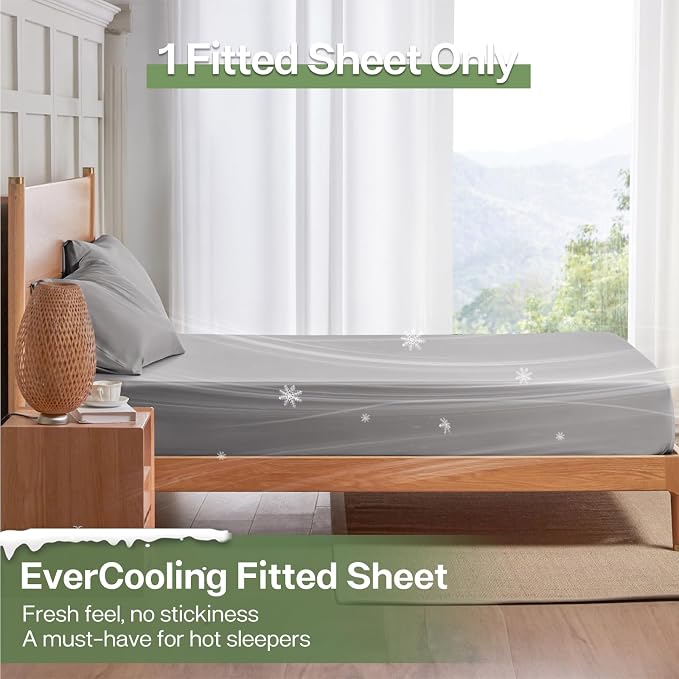 MR&HM Queen Fitted Sheet Only, Ultra-Soft Rayon Derived from Bamboo & Polyester - Image 3