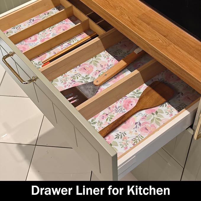 Peach Peony Shelf and Drawer Liner - Image 4