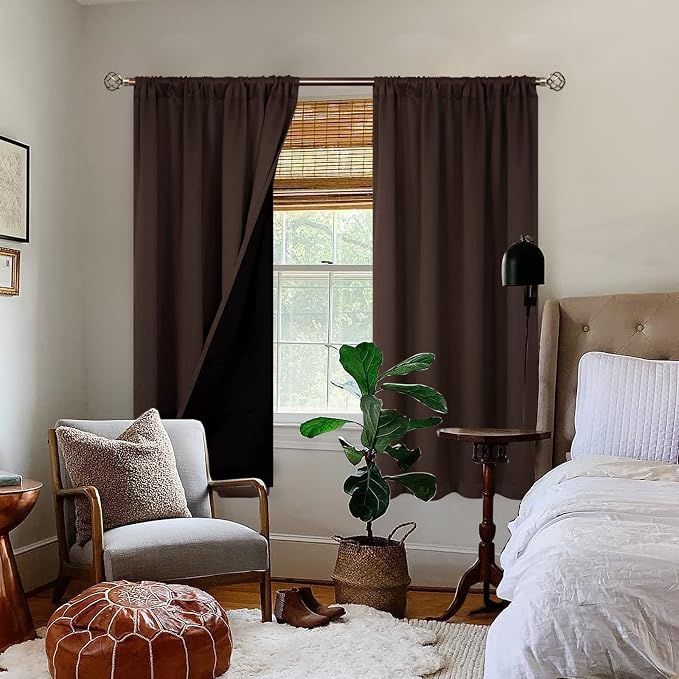 BGment Brown Blackout Curtains for Bedroom 63 Inch Length 2 Panels, Thermal - Image 2