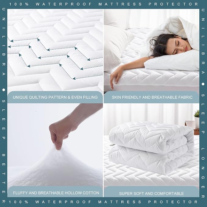 King Size Waterproof Mattress Protector Quilted, Breathable Ultra-Soft Filling - Image 4