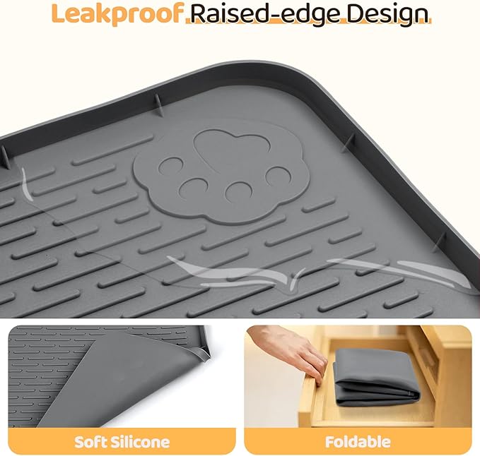 Dog Food Mat, Extra Large 34" x 22" Silicone Pet Feeding Mat - Image 3