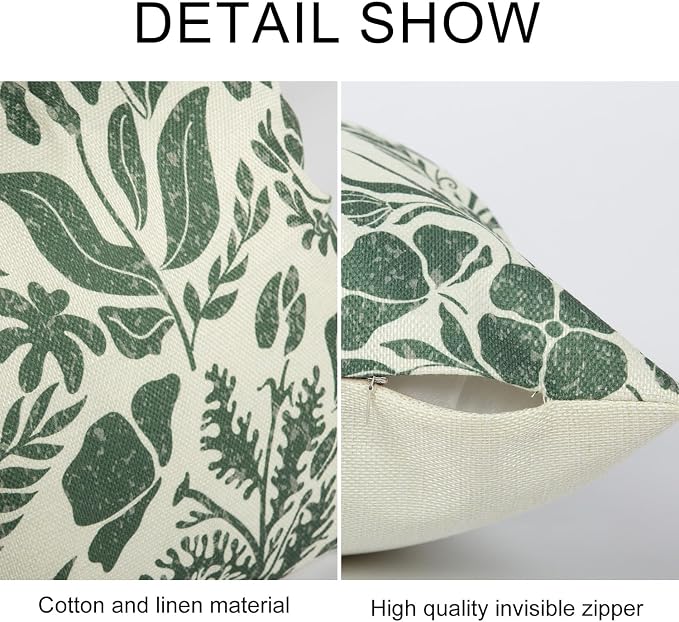 Matisse Flowers Plants Botanical Pillow Cover 18x18 Set of 2, Boho Floral - Image 3