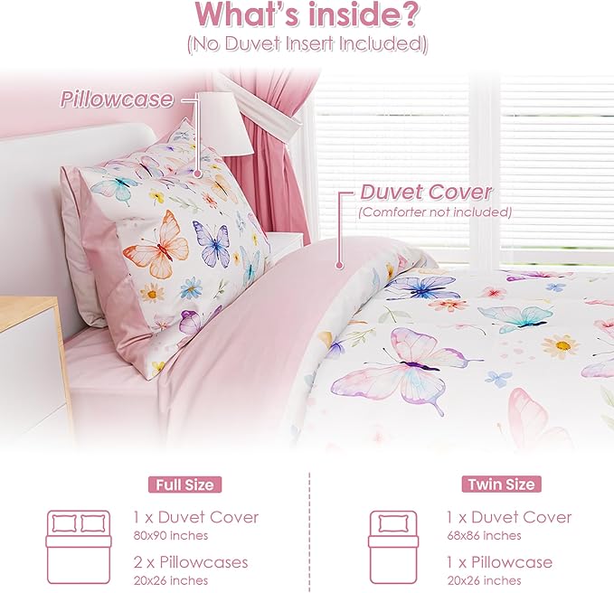 SANDJEST Butterfly Duvet Cover Sets Full Size - Image 2