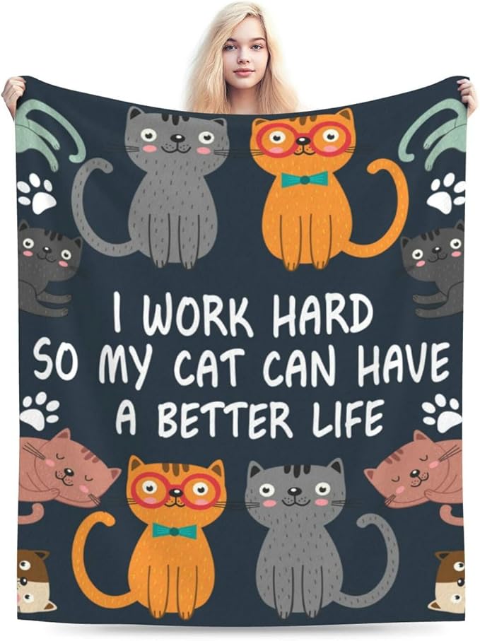HGOD DESIGNS Cats Throw Blanket Funny Cat Blanket Animals Pet Pattern s Flannel - Image 6
