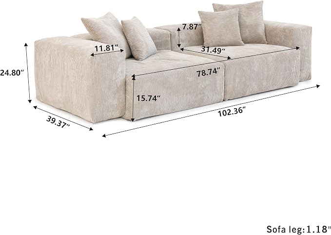 JACH Corduroy Sectional Couches - Image 2