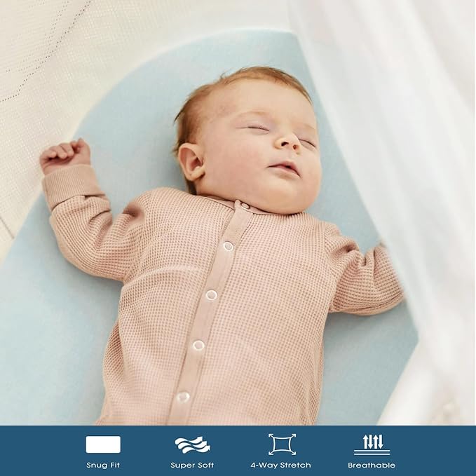 GRSSDER Stretchy Ultra Soft Fitted Bassinet Sheet 3 Pack, Universal Fit - Image 3