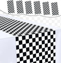 6 Pcs Black and White Checkered Table Runner 14 x 108 Plastic Table Runner by MUNILAIL