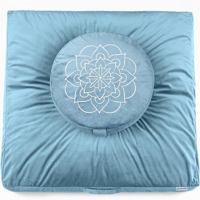 Hihealer Meditation Cushion Set Large Velvet Floor Pillow & Traditional Tibetan by HIhealer