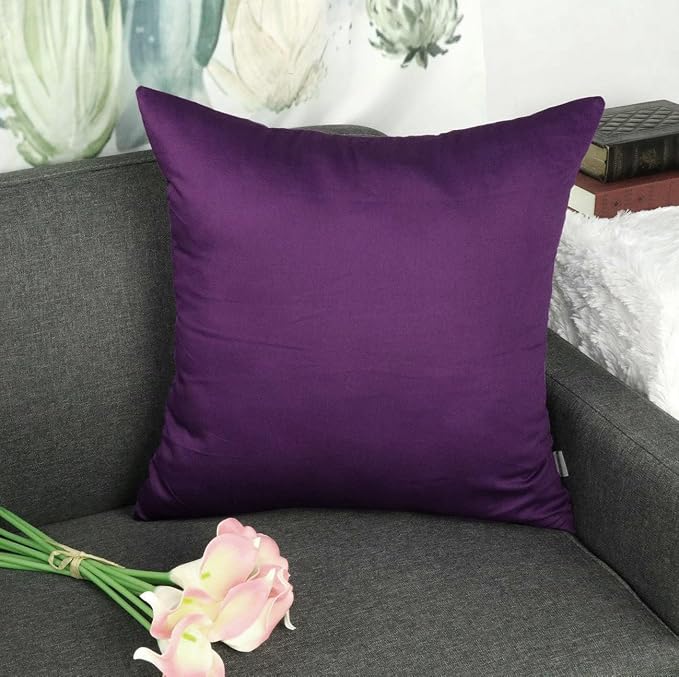 4-Pack 100% Cotton Comfortable Solid Decorative Throw Pillow Case, Thmyo Square - Image 3