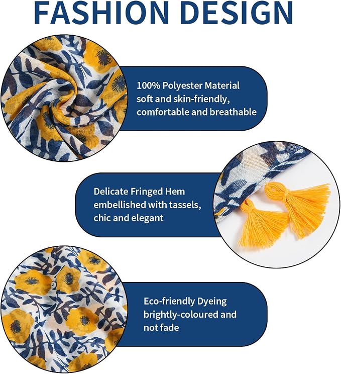 Scarf for Women Lightweight Soft Floral Leopard Printed Scarves Fall Winter - Image 2