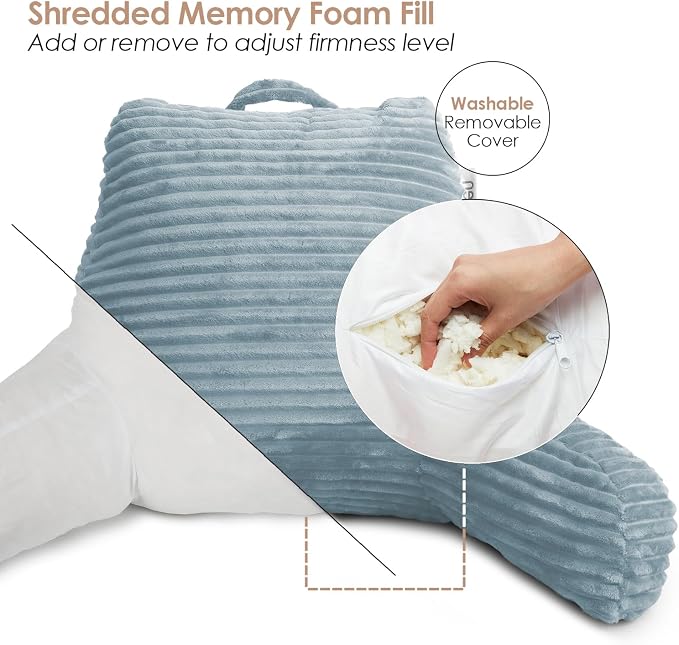 Hearth & Harbor Reading Pillow for Bed Adult – Back Pillow for Sitting in Bed - Image 5