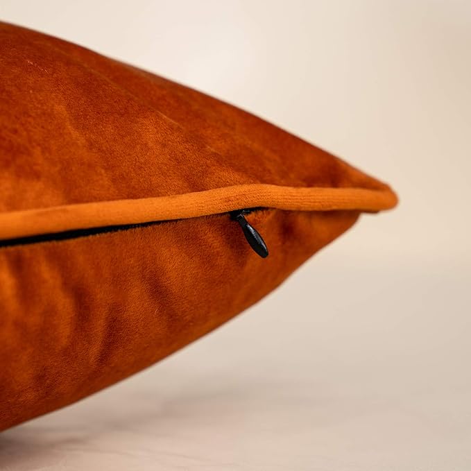 Yangest Orange Striped Patchwork Throw Pillow Cover Gold Leather Cushion Cover - Image 5