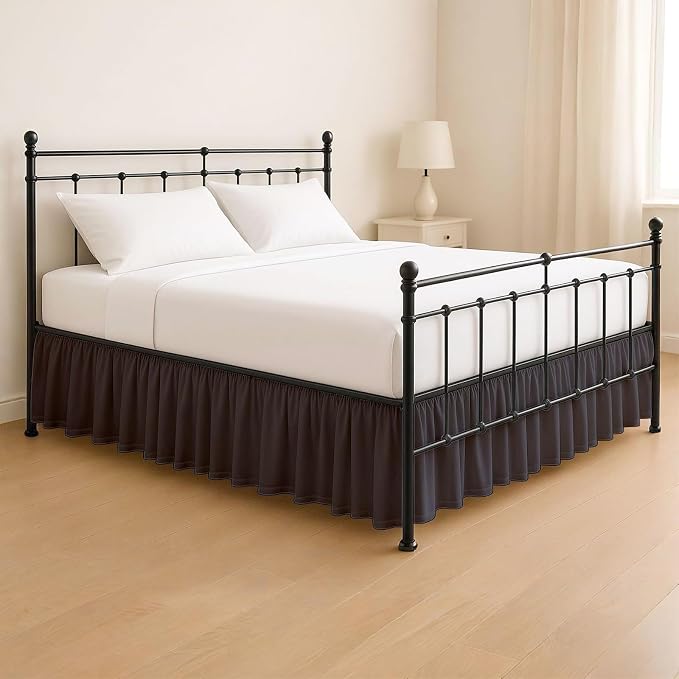 KRISHNA Ruffled Bed Skirt with Split Corners King, 100% Microfiber Hotel Quality by Unknown