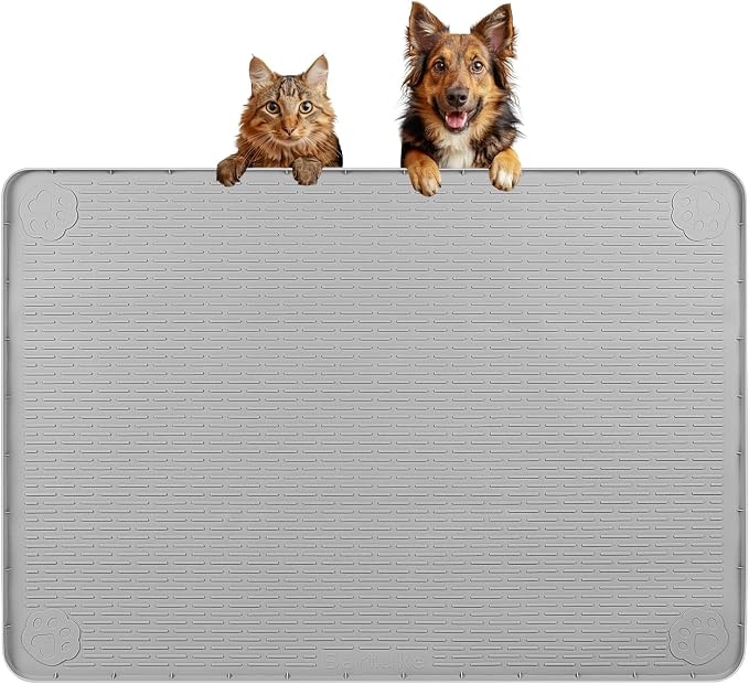 Dog Food Mat, Extra Large 34" x 22" Silicone Pet Feeding Mat by Bartuke
