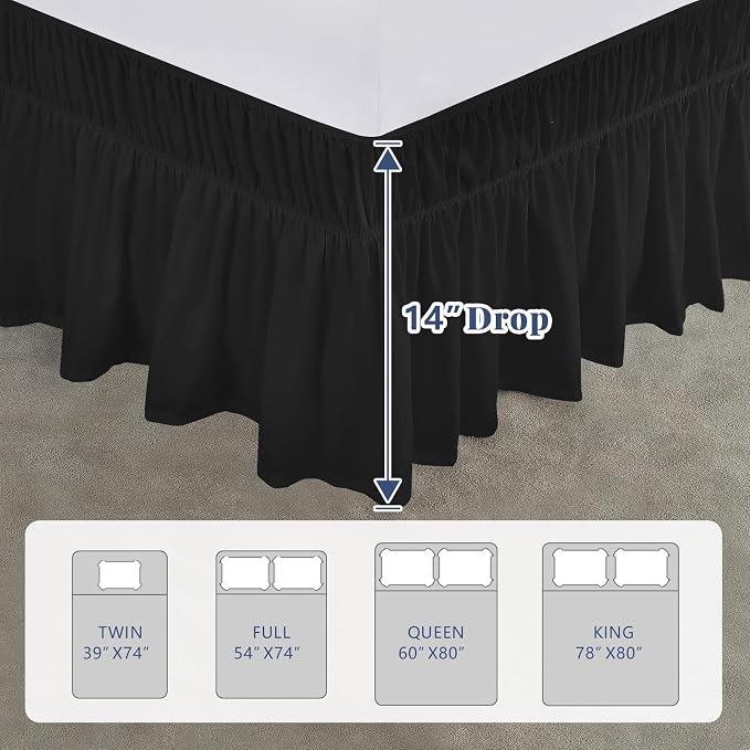 King Bed Skirt, Elastic Wrap Around Bed Skirt King Size, Bed Skirts - Image 2