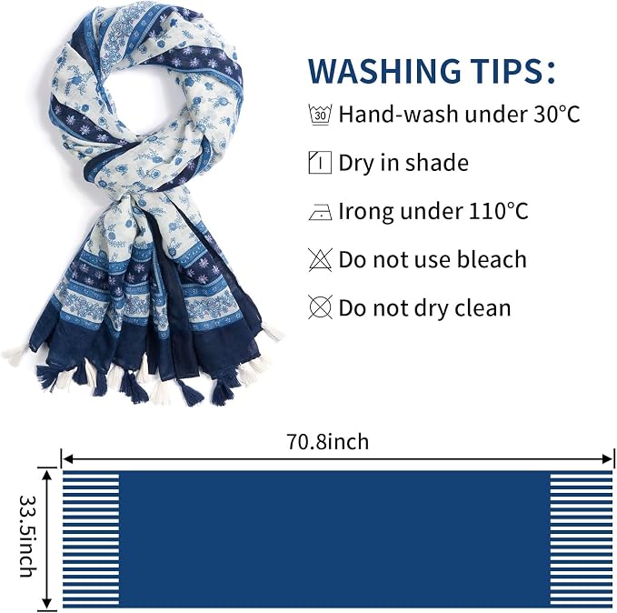 Scarf for Women Lightweight Soft Floral Leopard Printed Scarves Fall Winter - Image 3