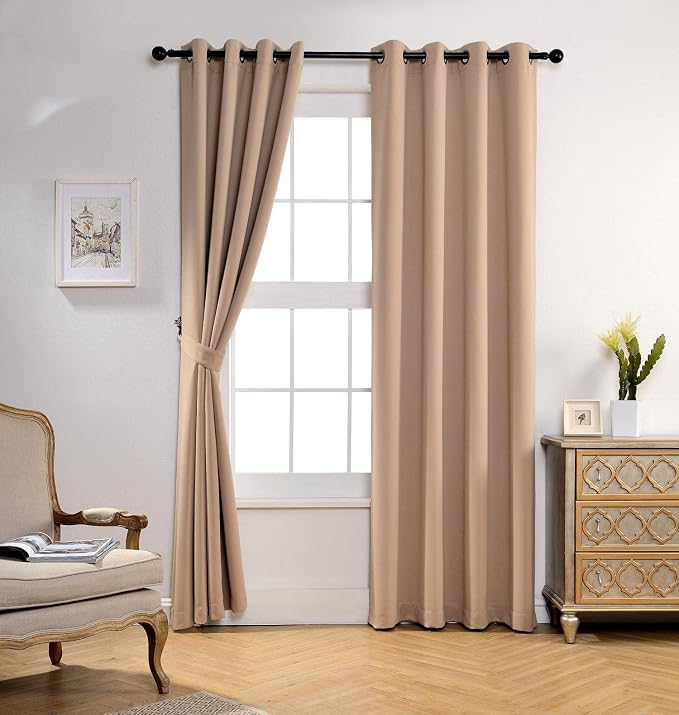 MIUCO Room Darkening Soild Grommet Blackout Curtains - Image 2