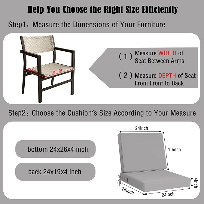 idee-home Outdoor Cushions for Patio Furniture, Outdoor Seat Cushion, - Image 6