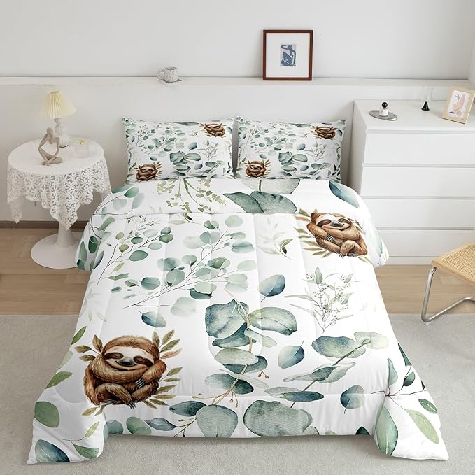 Erosebridal Girls Kawaii Animal Bedding Twin Size Cute Sloth Comforter Set Twin - Image 2