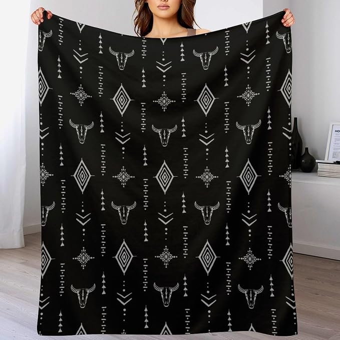 Southwest Blanket, Soft Native Tribal Vintage Abstract Ethnic Pattern Blanket - Image 8