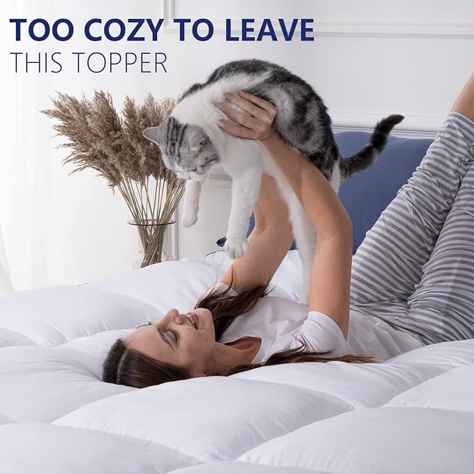 Marine Moon King Mattress Topper, Cooling Pillow Top, Hotel Quality Down - Image 5