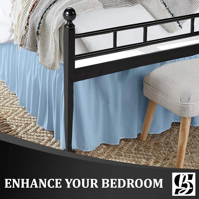 SKY BEDDINGS - Full Size Ruffled Bed Skirt - 14 Inch Drop Dust Ruffle Bed Skirt - Image 2