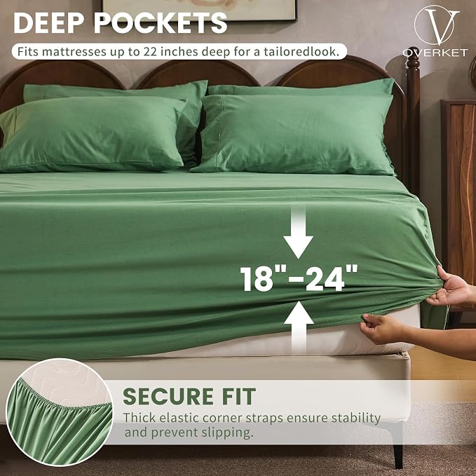 100% Linen Sheet Set Cal King Size Extra Deep Pocket Fits 18-24 Inch Mattress - Image 2