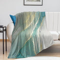 Abstract Marble Blanket, Modern Luxury Baroque Golden Lake Green Stone Veins by Unknown