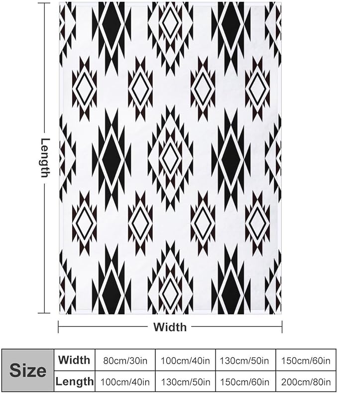 Boho Throw Blanket, Vintage Tribal Aztec Printed Flannel Blanket - Image 2