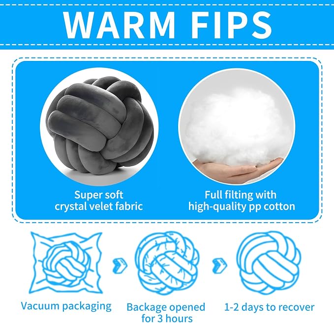 Knot Ball Pillows, Round Throw Pillow Cushion Home Decoration Soft Plush Pillow - Image 7