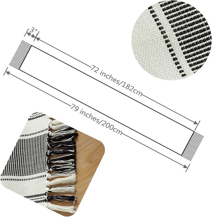 Caflife Boho Table Runner Balck and White - Image 4