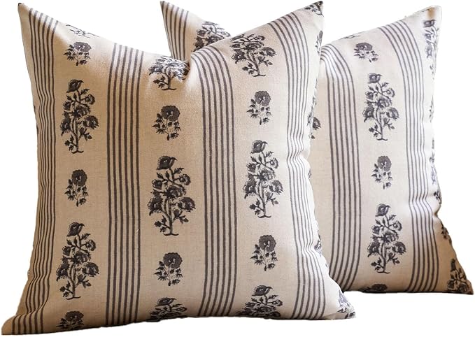 Amor Virisso Floral Throw Pillow Covers 20x20 Set of 2 Block Print Pillow - Image 8