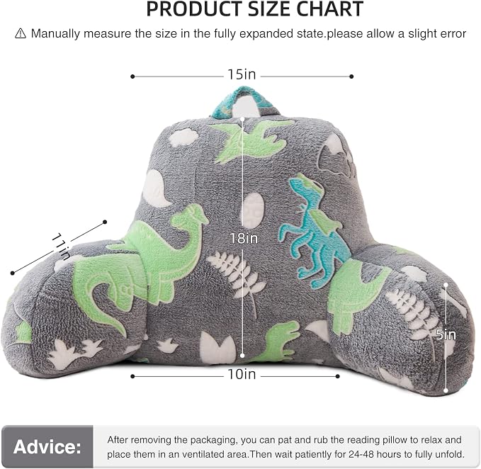 Meeting Story Glow in The Dark Green Dinosaur Luminous Reading Pillows Sparkling - Image 3