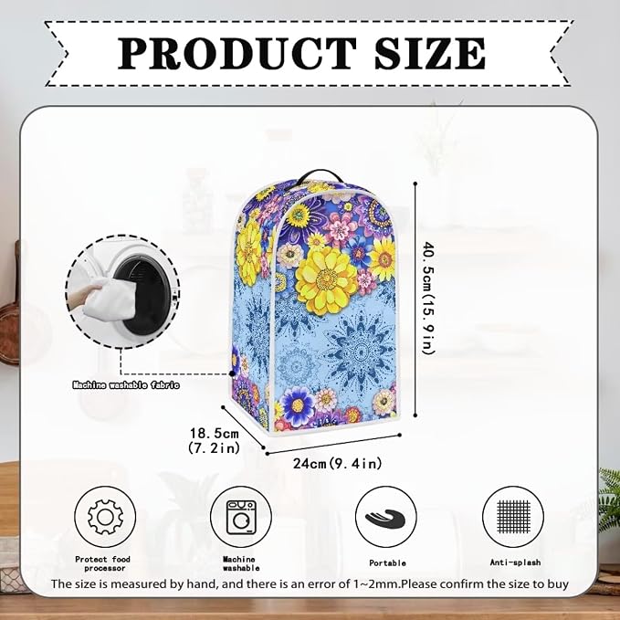 Boho Mandala Floral Toaster Cover 2 Slice Washable Blender Cover Kitchen Small - Image 4