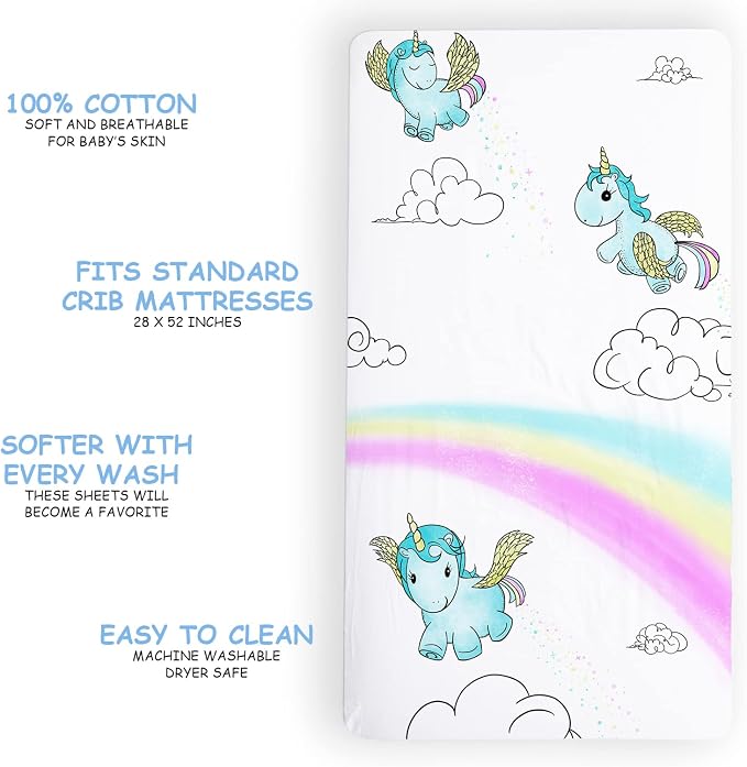 JumpOff Jo - Fitted Crib Sheet, Super Soft Breathable 100% Cotton Baby Crib - Image 2