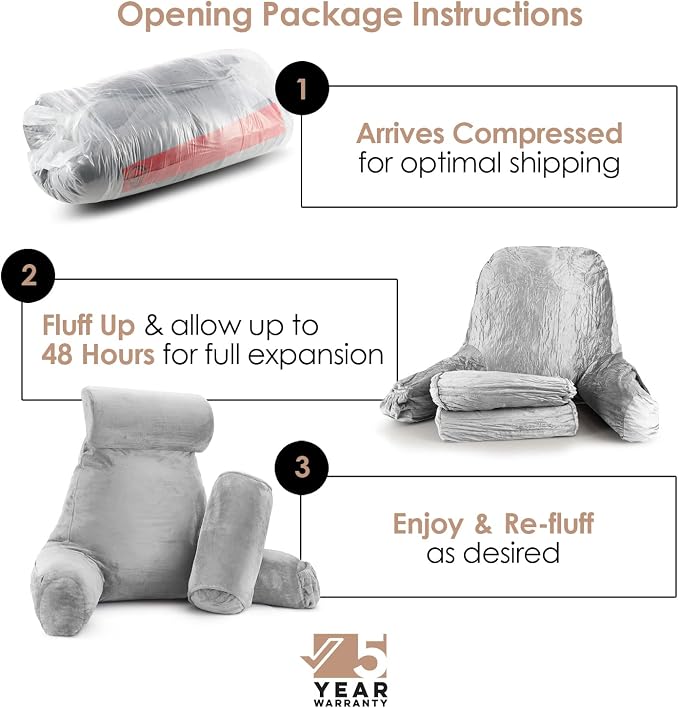Nestl Reading Pillow with Shredded Memory Foam Includes 2 Neck and Lumber - Image 2