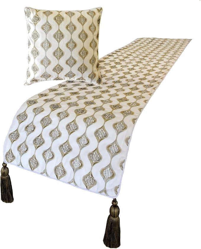 The HomeCentric King/Queen/Twin Beige Decorative Bed Runner Queen 74"x18" Bed by TheHomeCentric