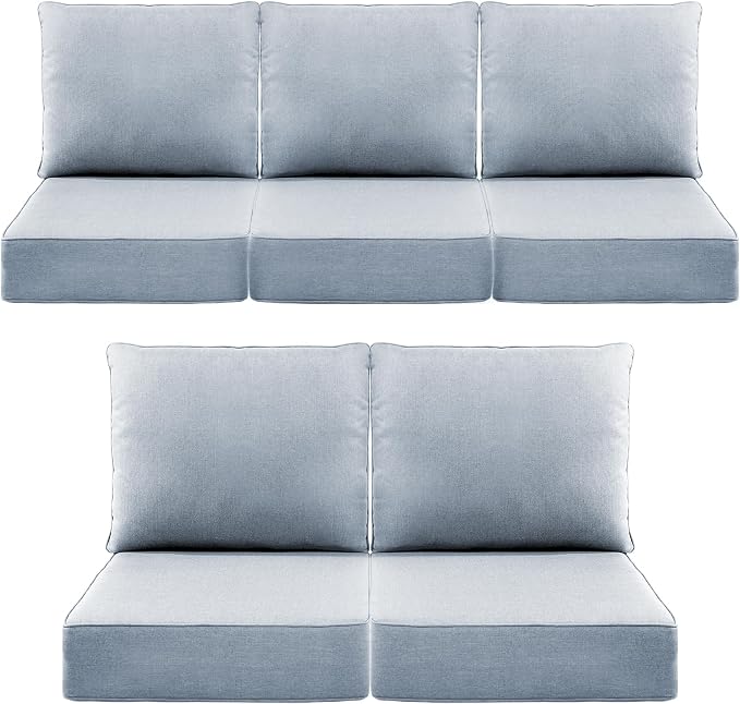 Luxury 6" Outdoor Cushions for Patio Furniture, Fade Resistant Couch Chair by Pugire