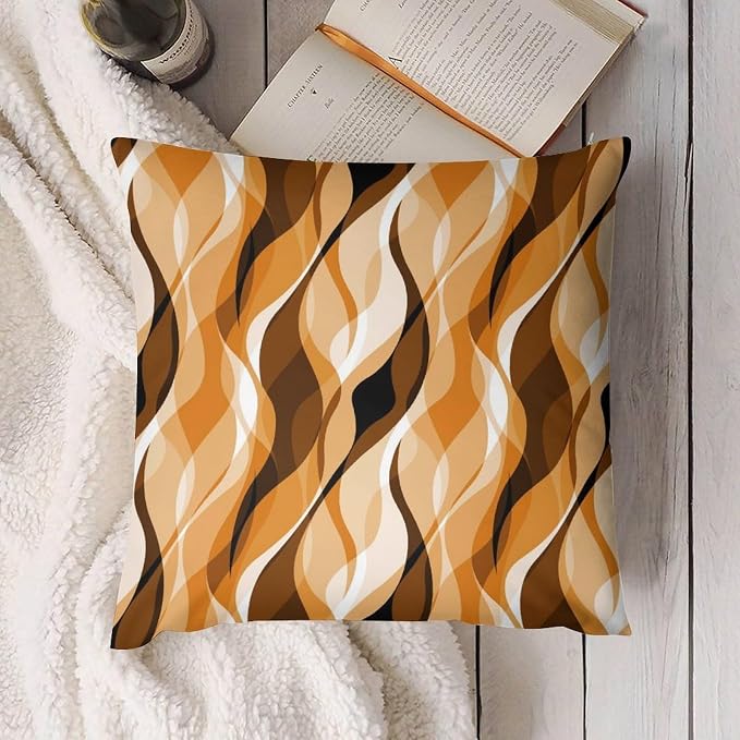 Orange Throw Pillow Covers Modern Abstract Burnt Orange Striped Decorations - Image 2