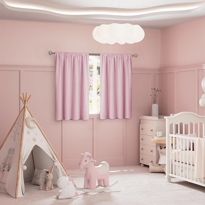BGment Pink Short Blackout Curtains - Image 2