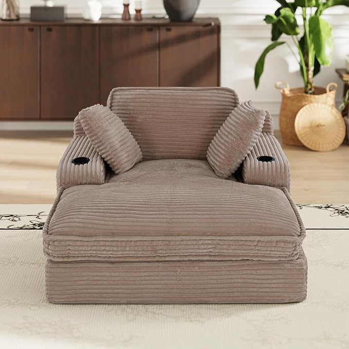 67" Chaise Lounge Chair Indoor, Cozy Oversized Fluffy Sofa - Image 9