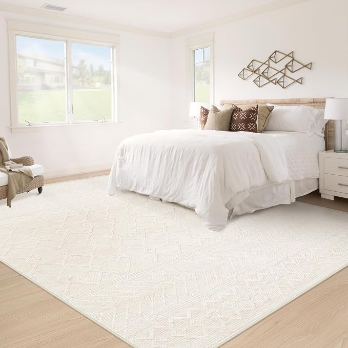 6x9 Area Rug Living Room: Washable Boho Geometric Moroccan Rug Neutral Modern - Image 6