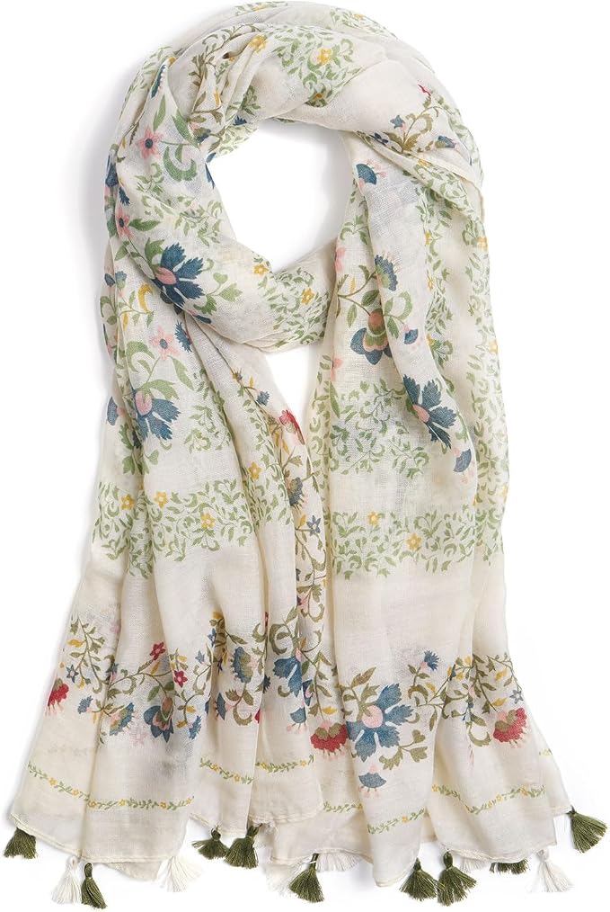 Scarf for Women Lightweight Soft Floral Leopard Printed Scarves Fall Winter by QIUTIMIY