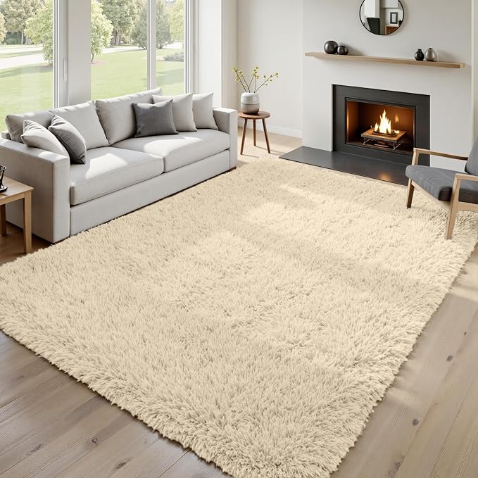 6x9 Area Rugs for Living Room Rug: Soft Fluffy Shag Beige Rugs for Bedroom - Image 8